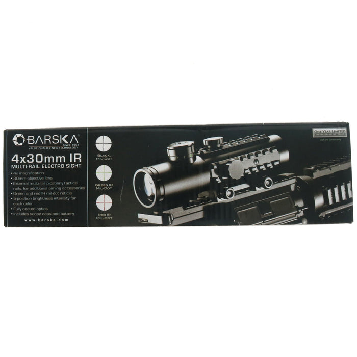 Barska #S4009739 Green Laser Sight/Flashlight/4x30 Multi-Rail Electro Sight Combo