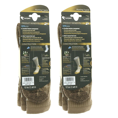 Lorpen #H2CN-2821-X-Large Men's T2 Hunting Sock Coolmax Light Brown X-Large ~ 2-Pack ~ 4 Pairs Total