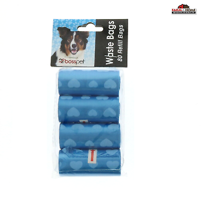 Boss Pet Products #52112 Waste Bags 80 Refill Bags Rolls Dog Waste Poop Bags Blue ~ 3-Pack ~ 240 Bags Total