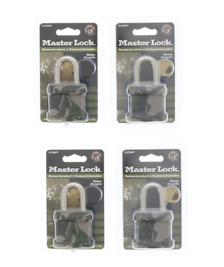 Master Lock #317DSPT 1-1/2" Covered Keyed Padlock Camo ~ 4-Pack