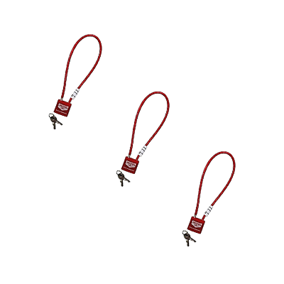 Birchwood Casey #BC-04801 15" Cable Lock Red With 2 Keys~ 3-Pack