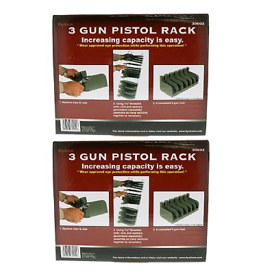 HYSKORE #30002 3 Gun Pistol Rack Organizer Safe Storage ~ 2 Packs ~ Holds 6 Guns Total