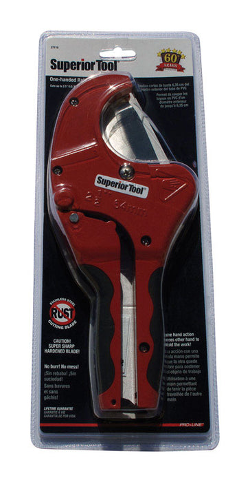 Superior Tool #37116 2-1/2" Ratcheting Pipe Cutter 10" L Black/Red