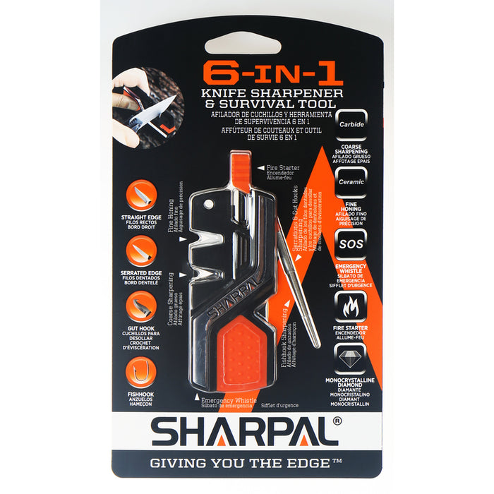 Sharpal #101N 6-in-1 Carbide/Diamond Knife Sharpener and Survival Tool 400 Grit