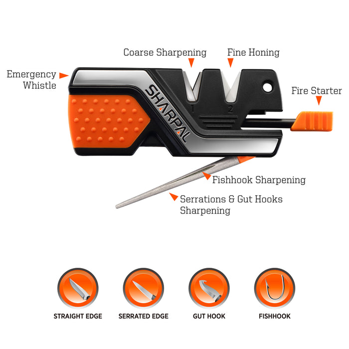 Sharpal #101N 6-in-1 Carbide/Diamond Knife Sharpener and Survival Tool 400 Grit