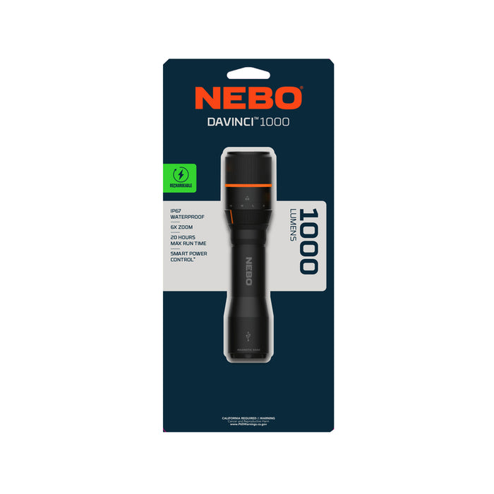 Nebo #NEB-FLT-0018 Davinci 1000 lm Black LED Rechargeable Flashlight 18650 Battery