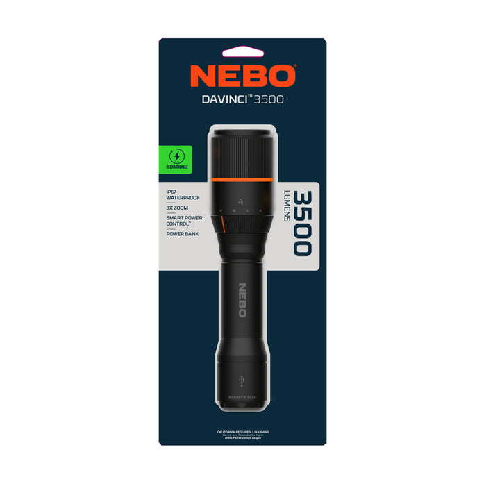 Nebo #NEB-FLT-0021 Davinci 3500 lm Black LED Rechargeable Flashlight 21700 Battery