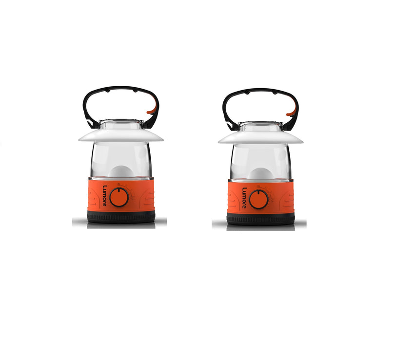 Lumore #LUM-LTN-0010 50 lm Black/Orange LED Camping Lantern ~ 2-Pack