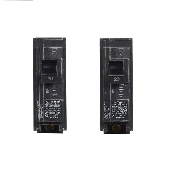 Siemens #Q120 20 amps Standard Single Pole Circuit Breaker ~ 2-Pack