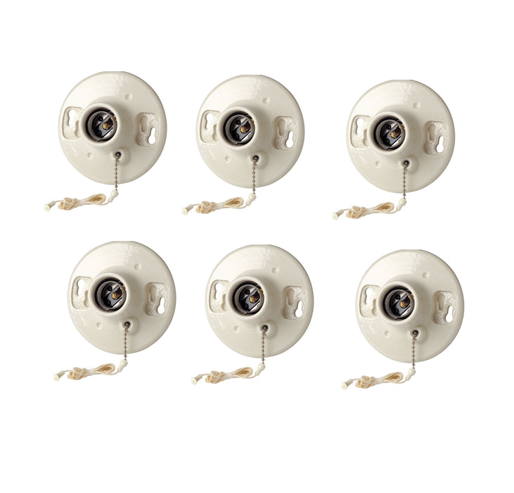 Leviton #29816-00C Porcelain Incandescent Medium Base Ceiling Keyless Lampholder With Chain ~ 4-Pack