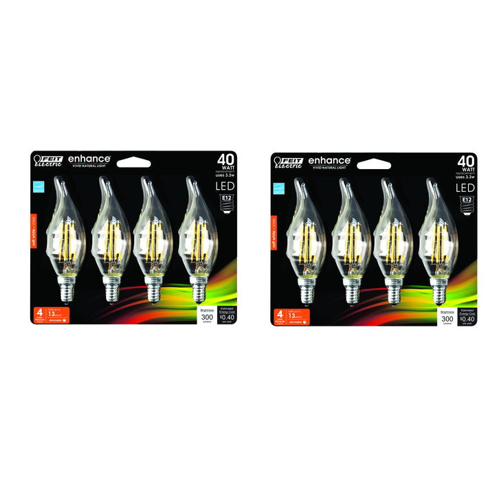 Feit Electric #CFC40927CAFL4RP Enhance CA10 (Flame Tip) E12 (Candelabra) Filament LED Bulb Soft White 40 Watt Equival ~ 2-Pack