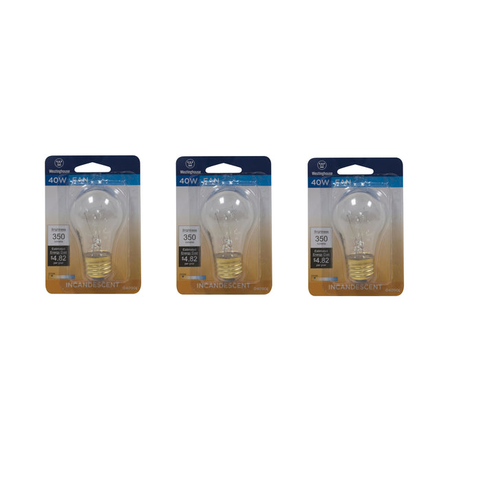 Westinghouse #04090 40 W A15 A-Line Incandescent Fan Light Bulb E26 (Medium) White ~ 3-Pack