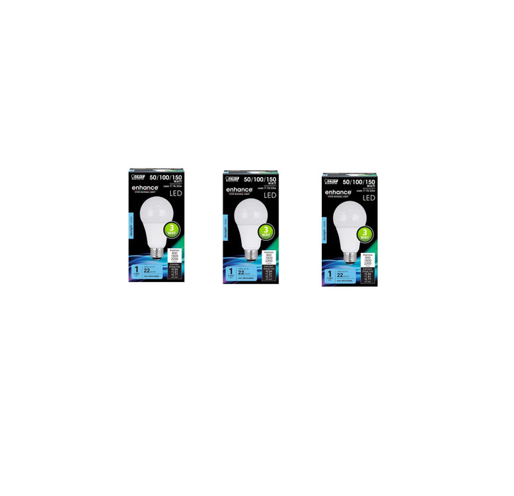 Feit Electric #A50/150/950CA Enhance A21 E26 (Medium) LED Bulb Daylight 50/100/150 Watt Equivalence ~ 3-Pack