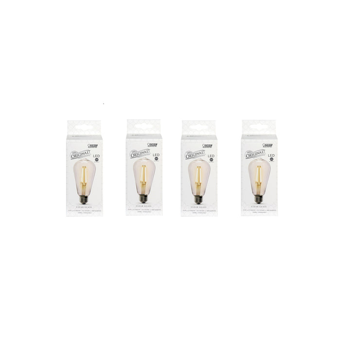 Feit Electric #ST19/CL/VG/LED ST19 E26 (Medium) LED Bulb Soft Clear 60 Watt Equivalence ~ 4-Pack