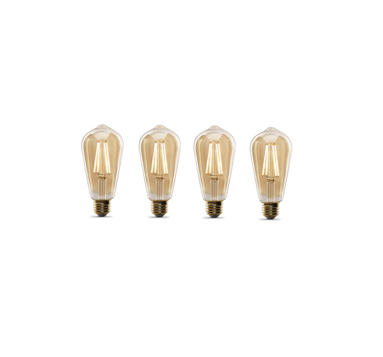 Feit Electric #ST19/VG/LED ST19 E26 (Medium) LED Bulb Amber Soft White 60 Watt Equivalence ~ 4-Pack