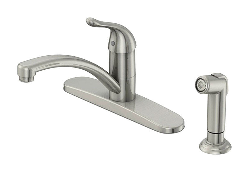 OakBrook #67534-1004 Pacifica One Handle Brushed Nickel Kitchen Faucet Side Sprayer Included