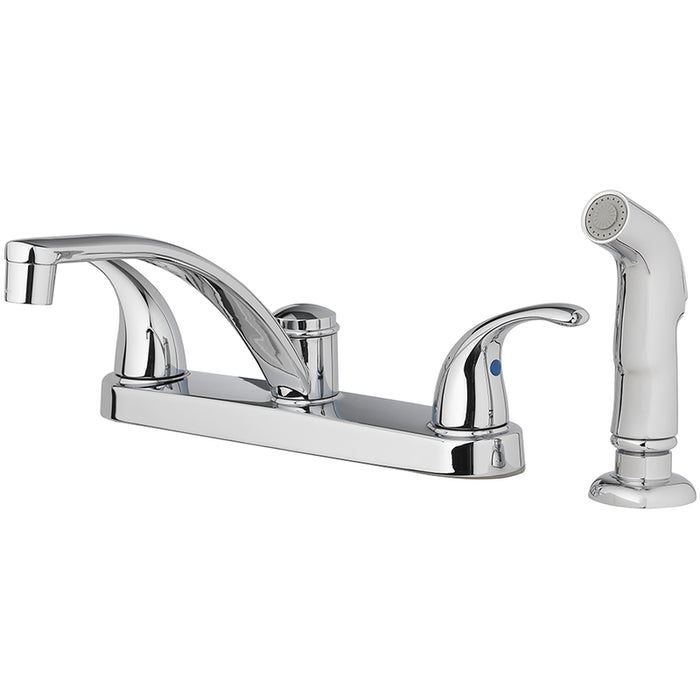 OakBrook #810NC-F5001 Two Handle Chrome Kitchen Faucet Side Sprayer Included