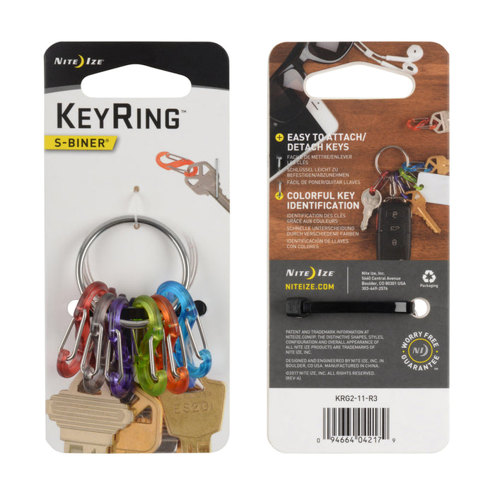 Nite Ize #KRG2-11-R3 KeyRing S-Biner 2.2 in. D Stainless Steel Assorted Key Ring ~ 2Pack