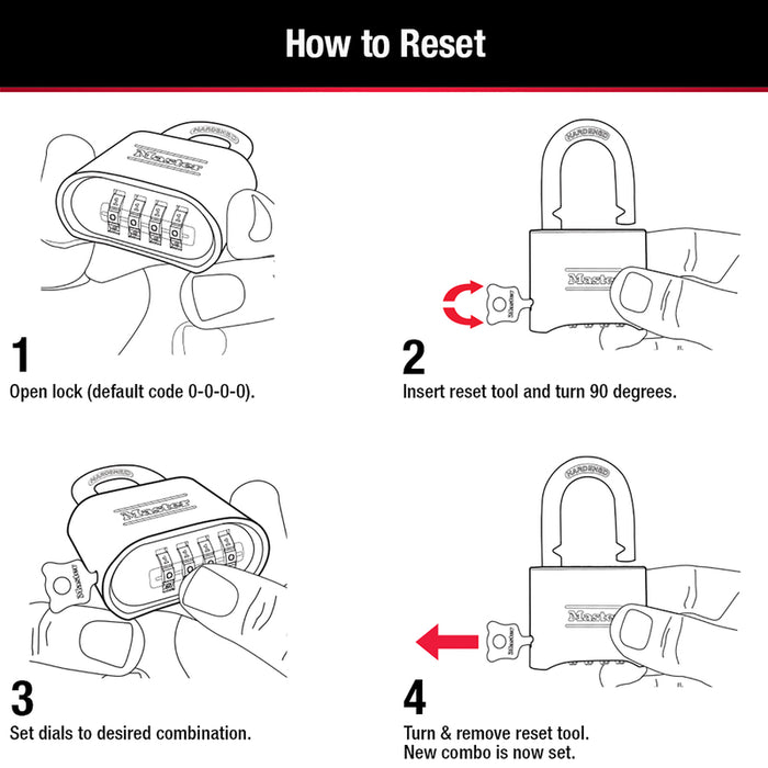 Master Lock #175DLH 4-1/8 in. High X 2 in. Wide Steel Resettable Combination Padlock