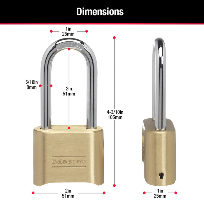 Master Lock #175DLH 4-1/8 in. High X 2 in. Wide Steel Resettable Combination Padlock