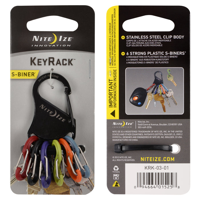 Nite Ize #KRK2-01-R6 KeyRack 2 in. D Stainless Steel Black Carabiner Key Chain ~ 2Pack