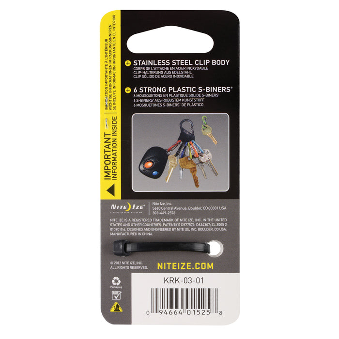 Nite Ize #KRK2-01-R6 KeyRack 2 in. D Stainless Steel Black Carabiner Key Chain ~ 2Pack