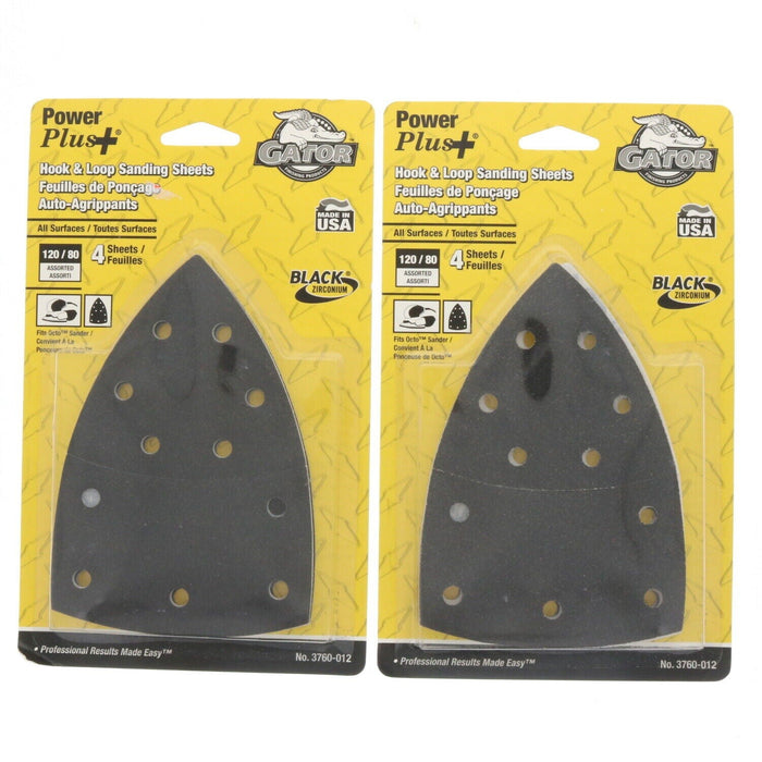 Gator #3760-012 All Surface Sanding Discs 80 Grit and 120 Grit ~ 2-Pack ~ 8 Sheets Total