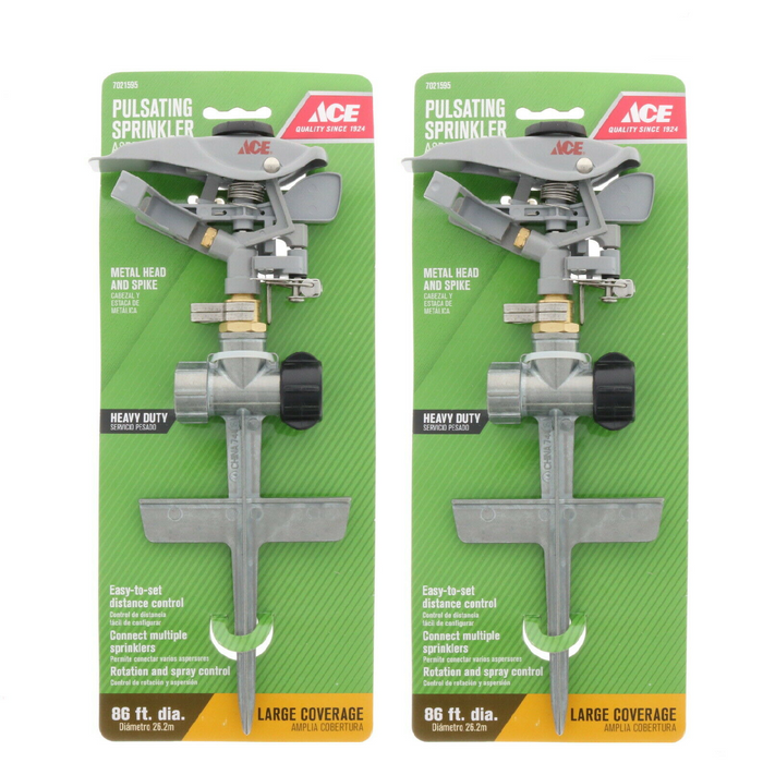 Ace Hardware #7021595 Heavy Duty Metal Head & Spike Sprinkler ~ 2-Pack