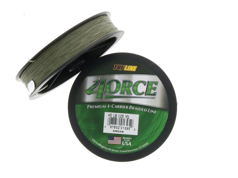 Tuf-Line #40lb-125yd 4orce Braided Fishing Line 40lbs 125yds Green ~ 2-Pack