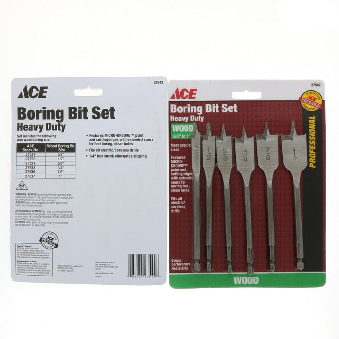 Ace Hardware #27542 Assorted Wood Boring Drilling Bit Set ~ 2-Pack