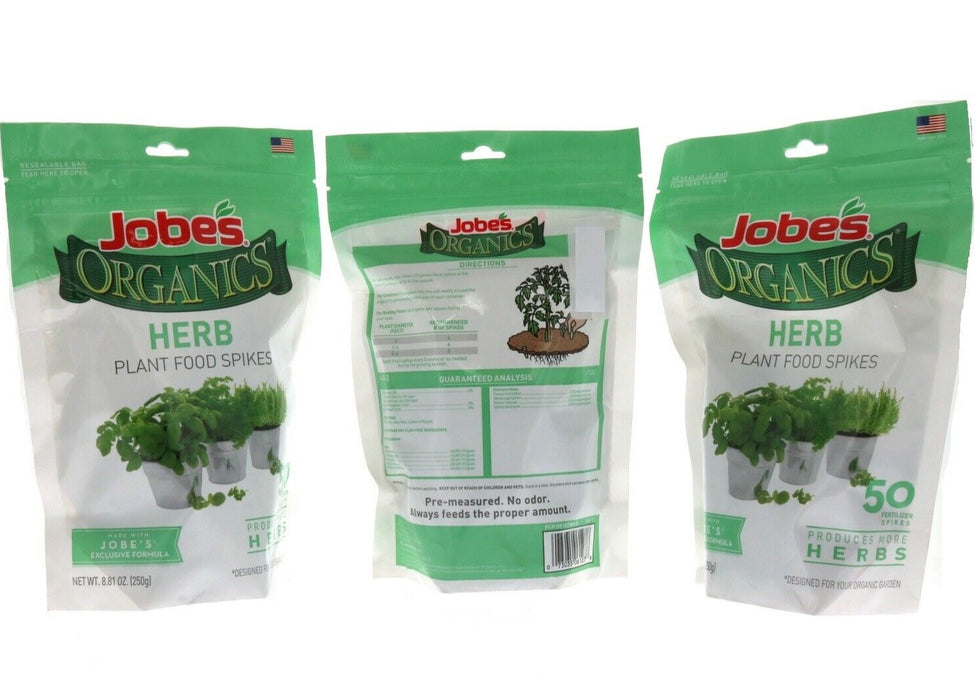 Jobe's #PCH-06127NA-S Organic Herb Plant Fertilizer Food Spikes ~ 3-Pack ~ 150 Spikes Total