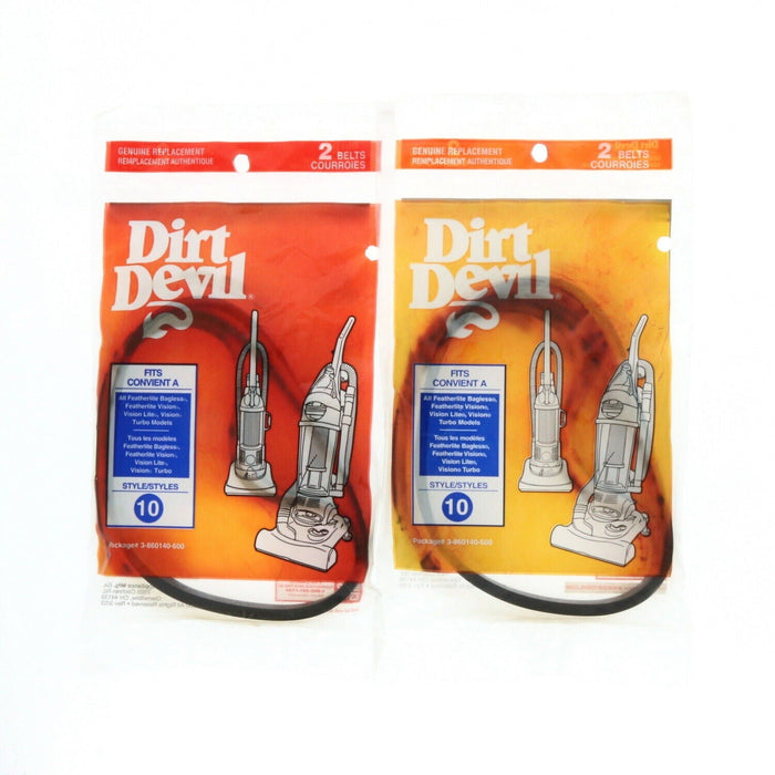 Dirt Devil Featherlite and Vision Vacuum Belts Style 10 ~ 2-Pack ~ 4 Belts Total