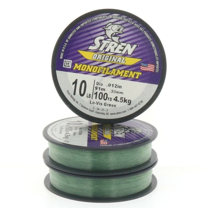 Stren #SOPS10-22 Monofilament Fishing Line 10lb 100yds Green ~ 3-Pack