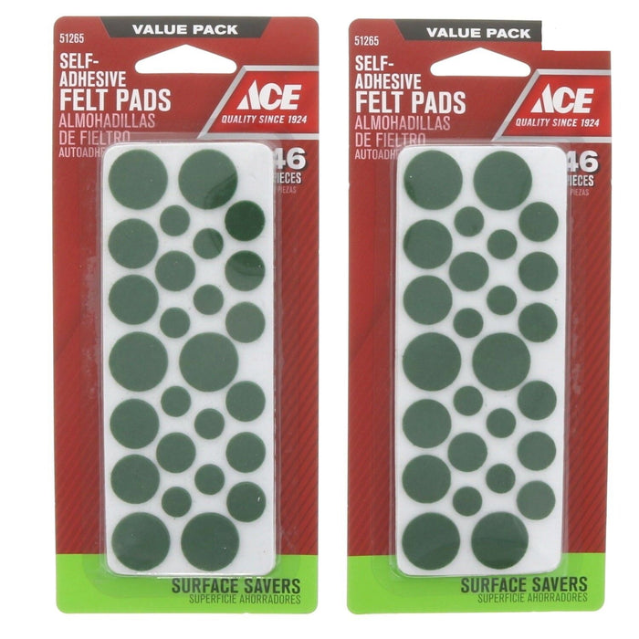 Ace Hardware #51265 Self Adhesive Round Felt Pads Surface Saver ~ 2-Pack ~ 92 Pads Total