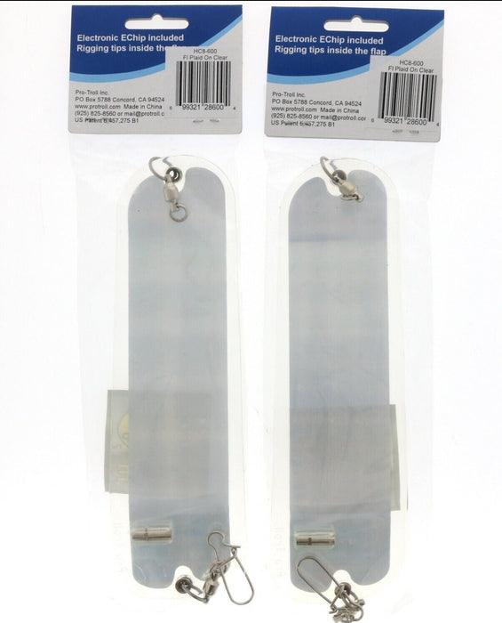 Pro-Troll #HC8-600 Hot Chip 8" Plaid On Clear E-Chip Flasher ~ 2 Pack