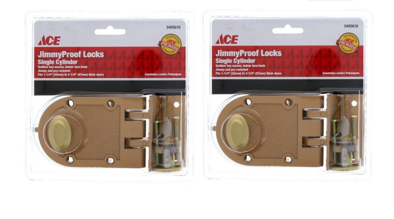 Ace Hardware #5405618 Jimmy Proof Heavy Duty Deadbolt Lock & Key ~ 2-Pack