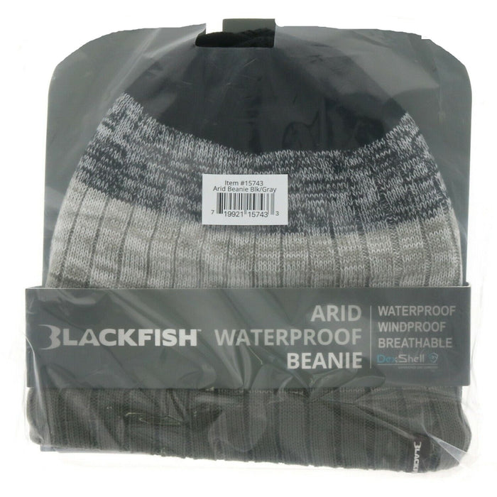 BlackFish #15743 Arid Waterproof Knit Beanie Hat ~ Black/Gray/Olive Striped