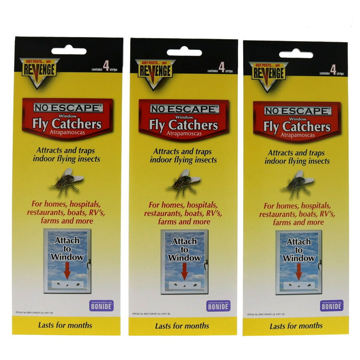 Bonide Sticky Window Fly and Insect Glue Trap ~ 3-Pack ~ 12 Traps Total