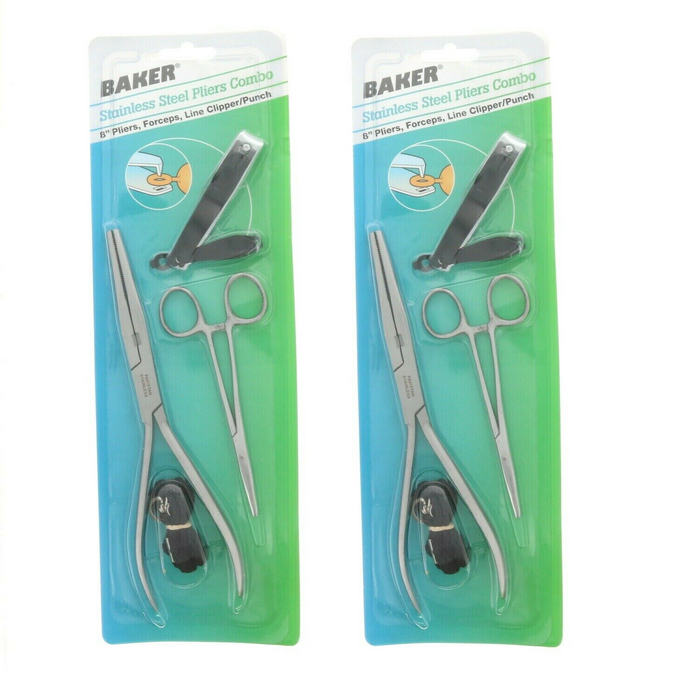 Baker #B8SSPC   Baker Stainless Steel Plier Combo Fishing Kits ~ 2-Pack