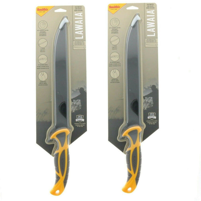 Smith's #51094 9" Lawaia Outdoor Saltwater Fixed Blade Fillet Knife & Sheath ~ 2-Pack