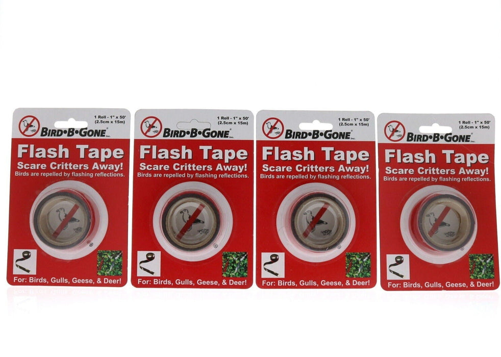 Bird B Gone #MMFT-050 Flash Tape Bird Deer Repellent Ribbon ~ 4-Pack ~ 200 Feet Total