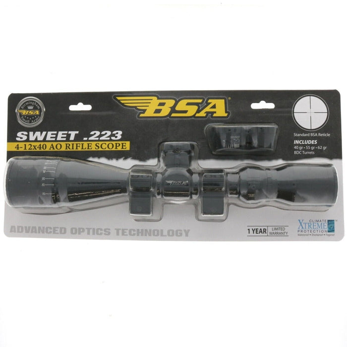 BSA Optics #223-412X40AOWRTB Sweet .223  4-12x 40mm AO Rifle Scope