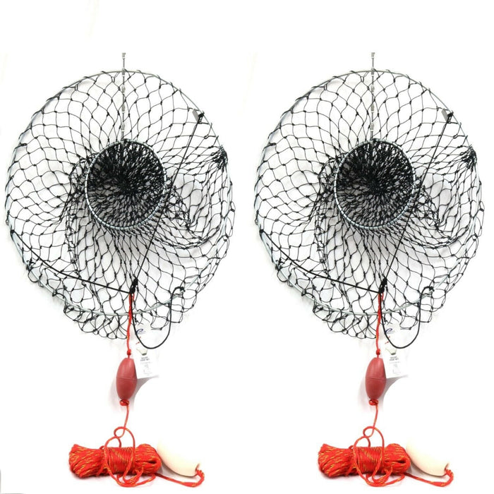 Promar #NE-102 Deluxe Hoop Top Ring Lobster & Crab Net 32" ~ 2-Pack