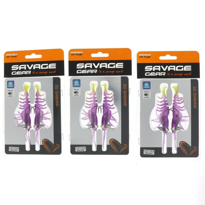 Savage Gear #3092 3D Shrimp 3.5" 1/4oz ~ 3-Pack ~ 6 Baits Total