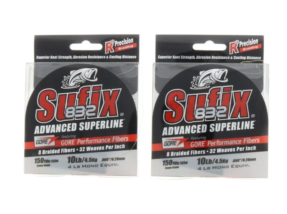 Sufix #660-010CA Advanced Superline Camo 150yd 10lb Test Braid Fishing Line ~ 2-Pack