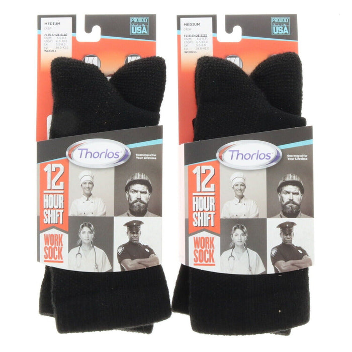 Thorlos #WCXU11316-316 Work Socks Size Medium Black ~ 2-Pack