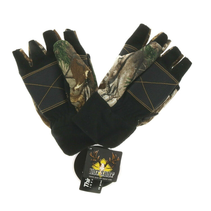 Hot Shot # 25-694 Realtree Camo Pop-Top Mittens Fingerless Gloves ~ Size Large