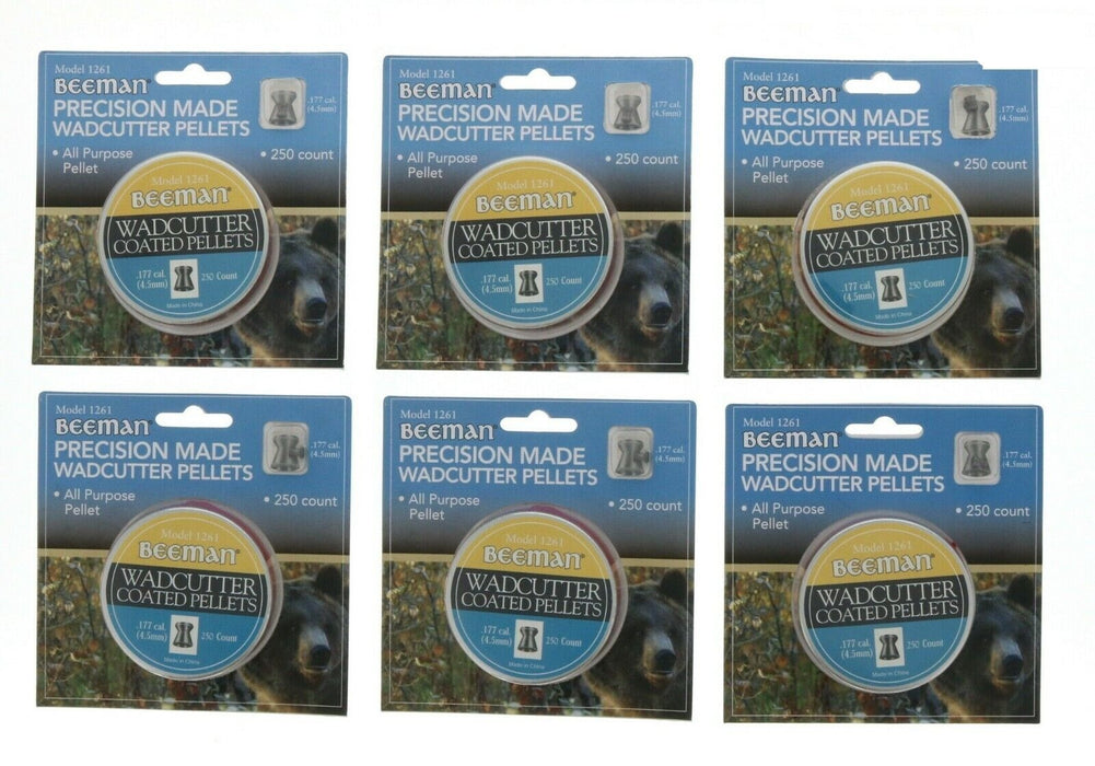 Beeman #1261 Wadcutter Pellets .177Cal Coated 250ct ~ 6-Pack ~1500 Pellets Total