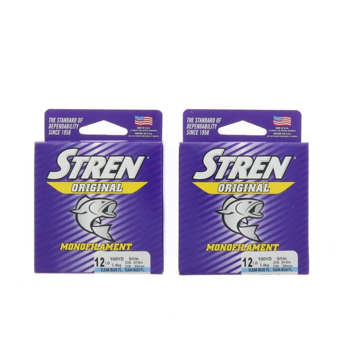 Stren #SOPS12-26 Original Mono Fishing Line 100yd 12lbTest Clear Blue ~ 2-Pack ~ 200 yds Total