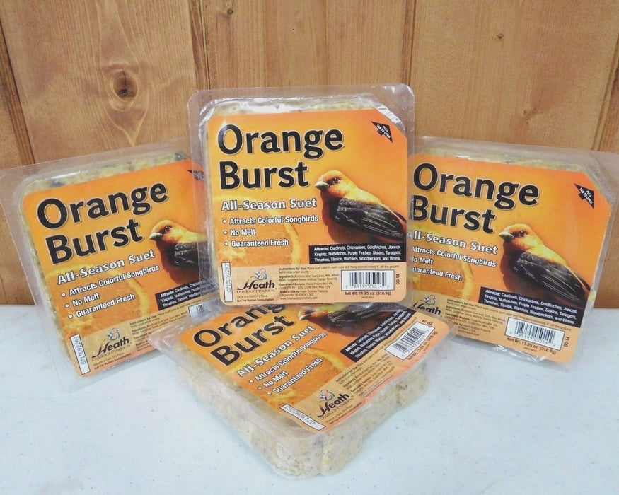 Heath Outdoor Products #DD14 Orange Burst All Season Suet Cake ~ 4-Pack